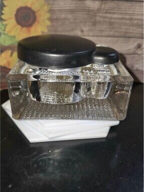 Glass and bakelite inkwell- signed